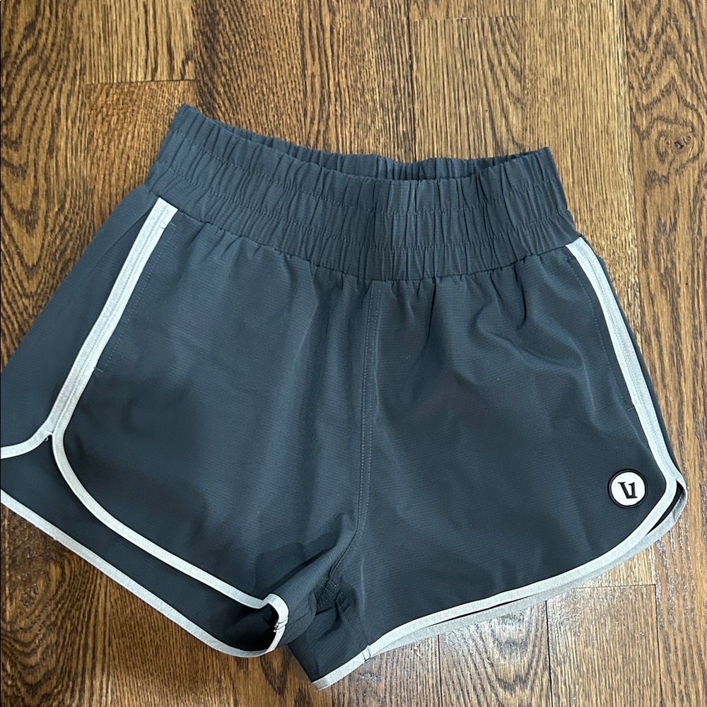 Vuori Charcoal Athletic Shorts with White Trim